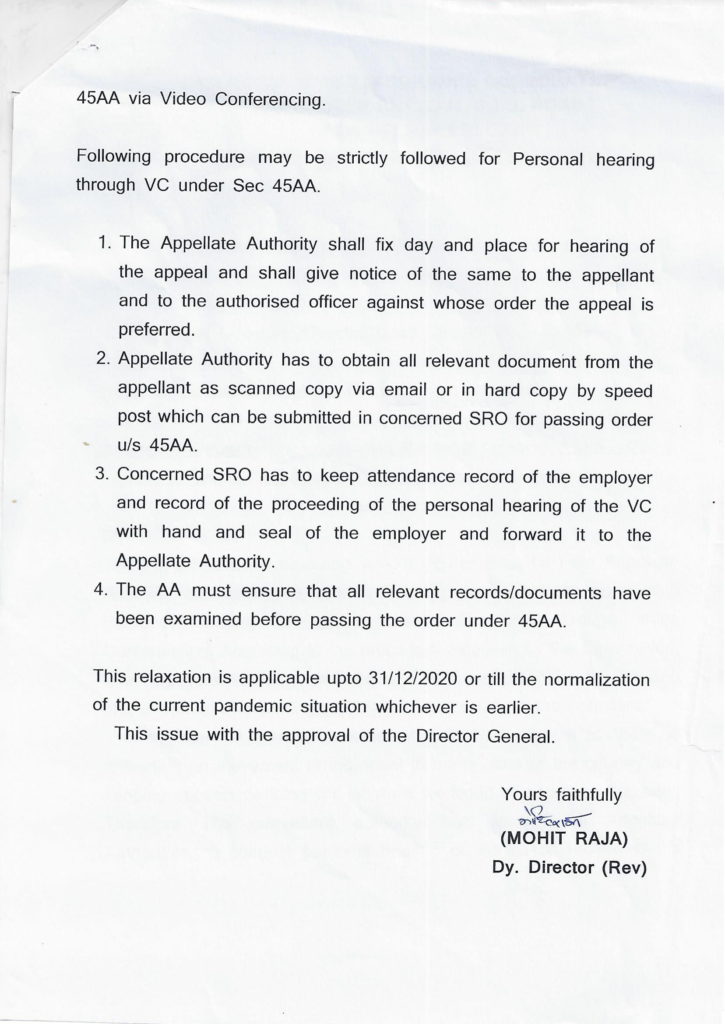 Section 45aa Form.pdf ESIC circular Permission for conducting Personal hearing in the cases ...